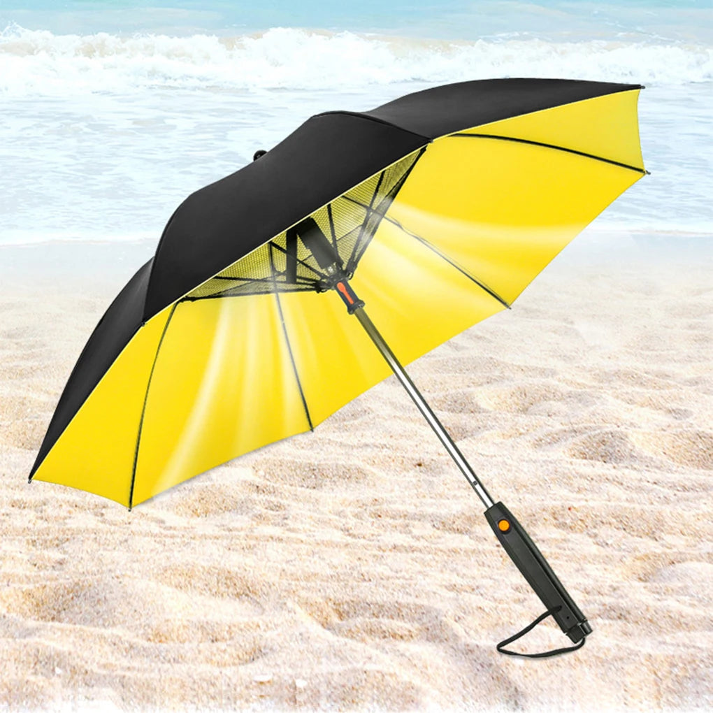 3-In-1 Sun Umbrella with Fan Misting Portable Fan Cooling Umbrella Summer Cooler for Outdoor Beach Outdoor Spray Fan Umbrella