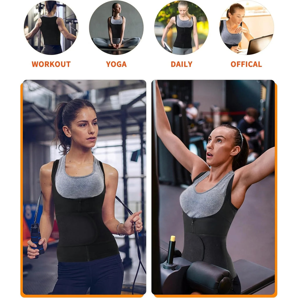 Women'S Hot Sauna Workout Waist Trainer Vest Corset Trimmer Belt Sweat Slimming Body Shaper