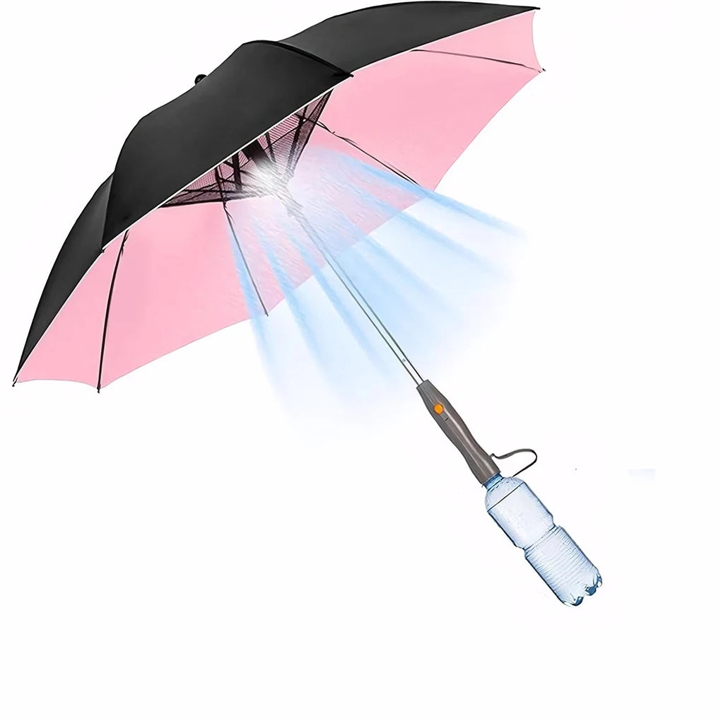 3-In-1 Sun Umbrella with Fan Misting Portable Fan Cooling Umbrella Summer Cooler for Outdoor Beach Outdoor Spray Fan Umbrella