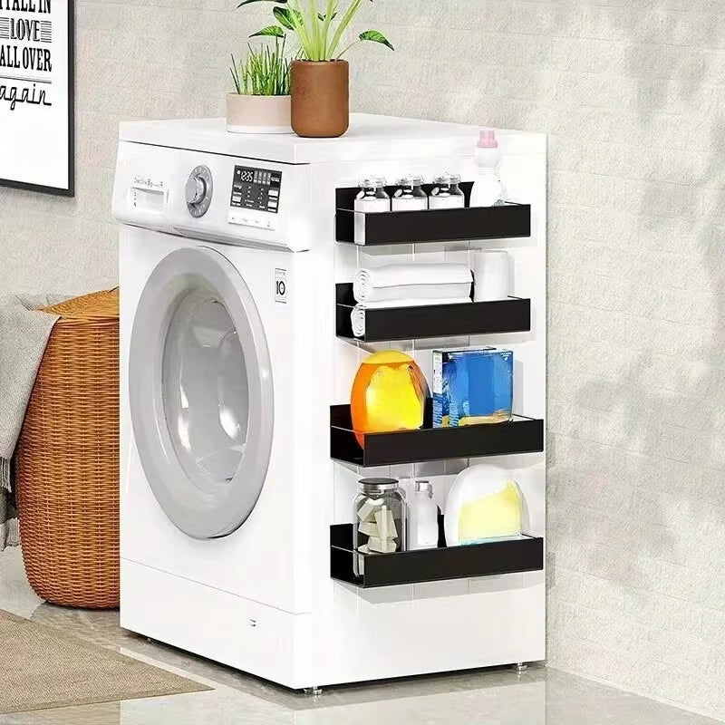 2Pcs Magnetic Storage Shelf Household Kitchen Refrigerator Washing Machine Side Hanging Storage Rack, Multifunctional Storage